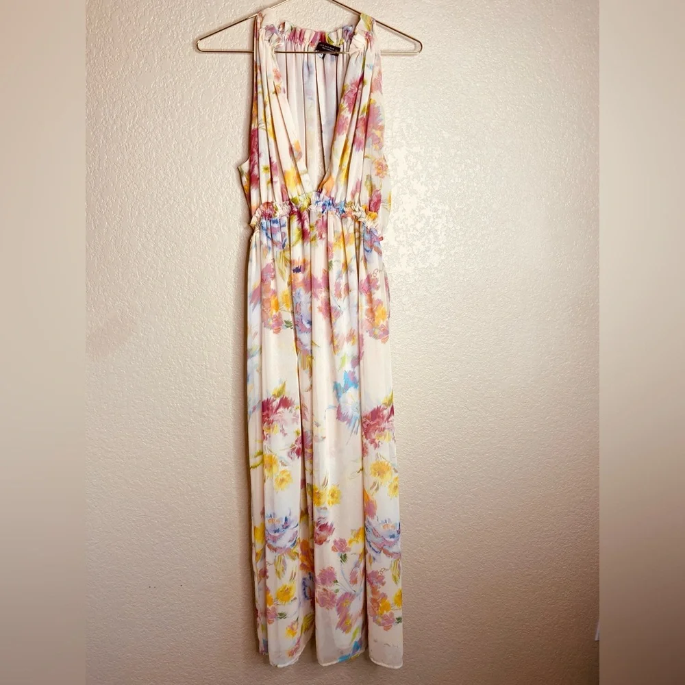 Zara Creampink long floral dress. Small 3204/168 EUC OUNK BEIGE - Picture 7 of 13